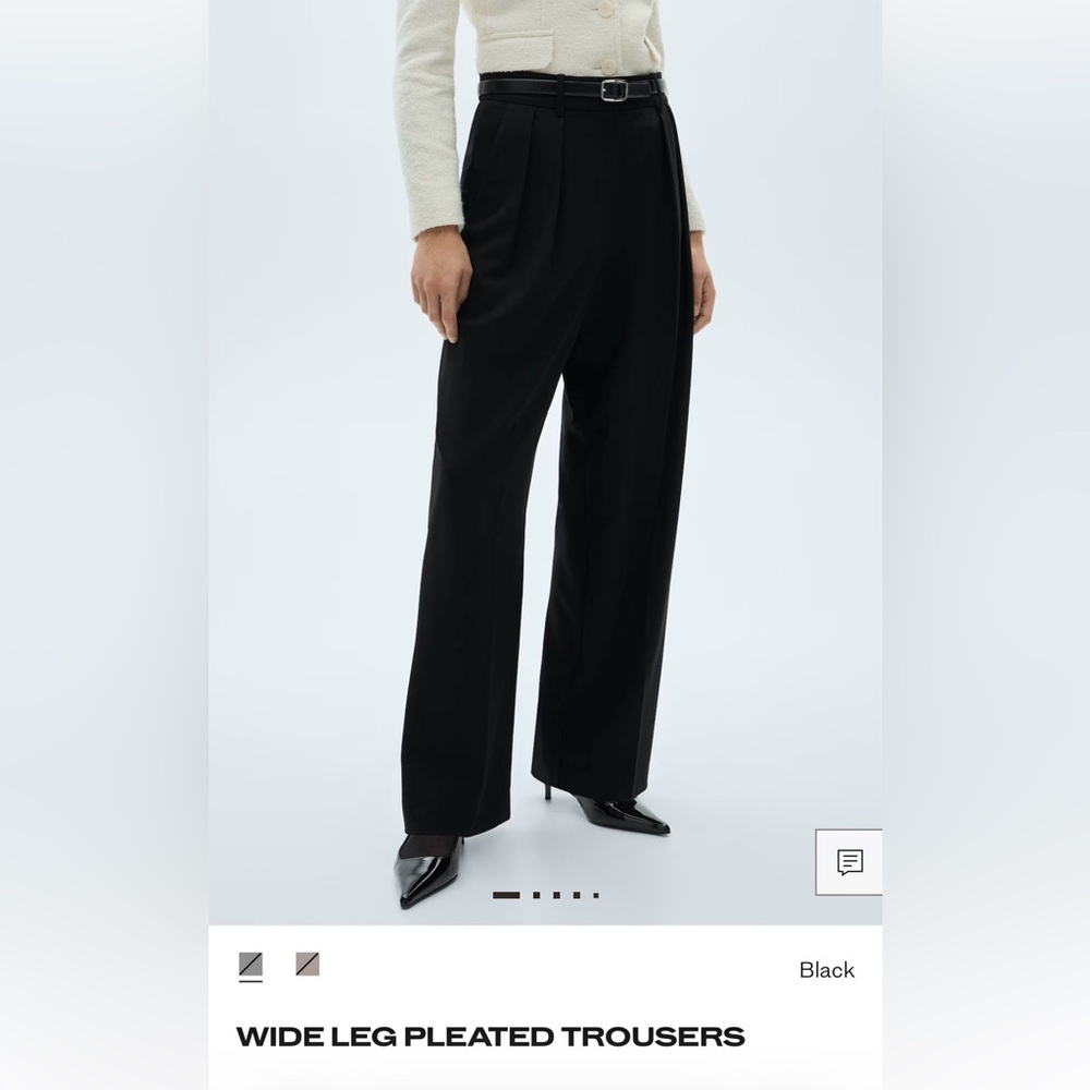 Mango Black Wide Leg Pleated Trousers